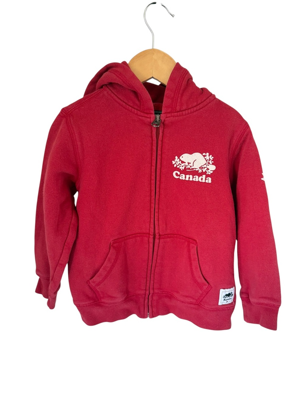 Roots Kids Red Canada Hooded Zip-Up Sweatshirt 4T